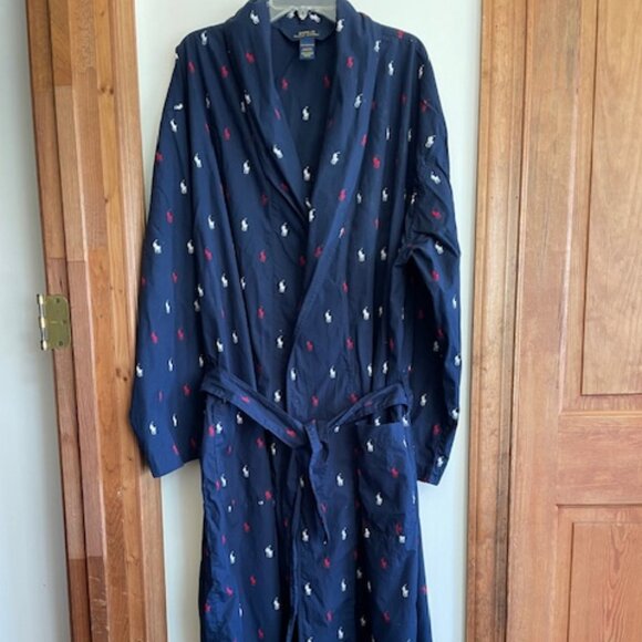 POLO RALPH LAUREN Men's All Over Polo Player Logo Robe Navy, Red, White L/XL - Picture 2 of 16